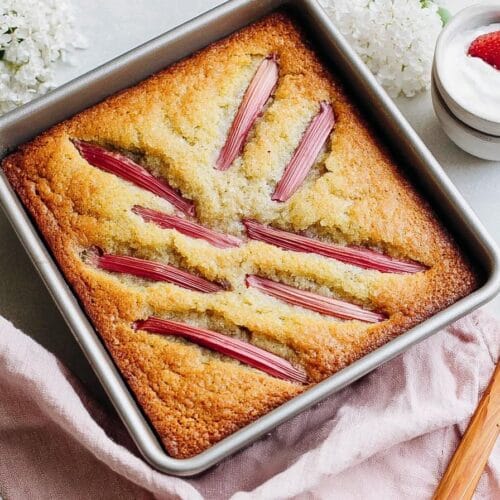 Lemon Rhubarb Sourdough Discard Cake