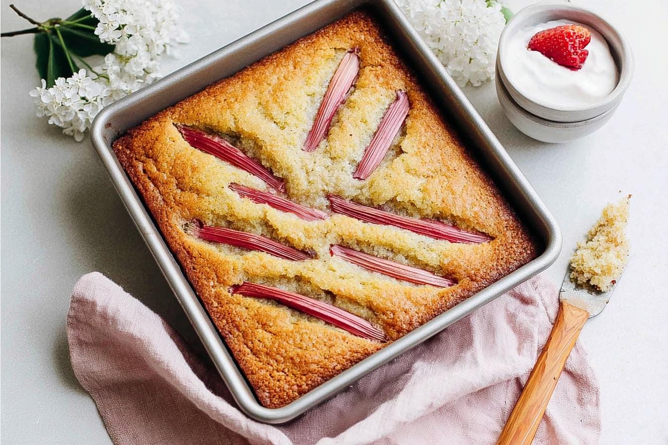 Lemon Rhubarb Sourdough Discard Cake