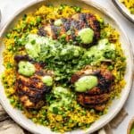 Peruvian Chicken and Rice with Green Sauce