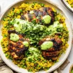 Peruvian Chicken and Rice with Green Sauce