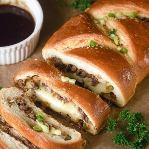 Philly Cheesesteak Braid