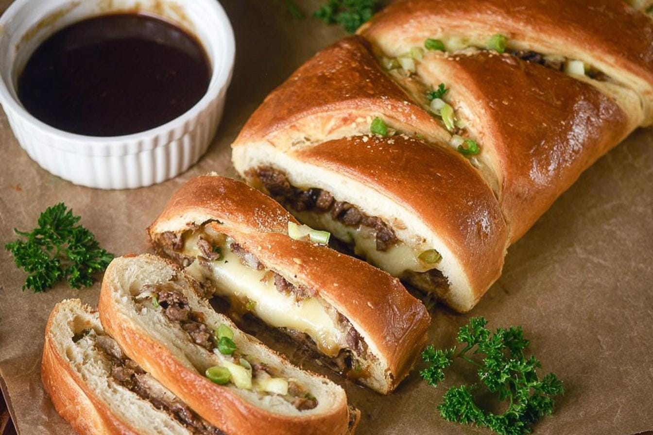Philly Cheesesteak Braid