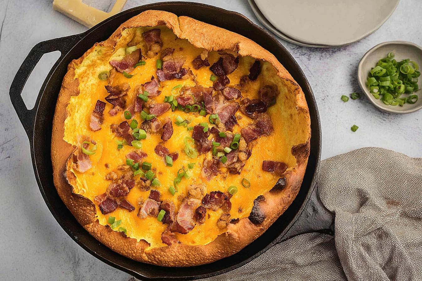Savory Bacon Dutch Baby with Cheddar Cheese