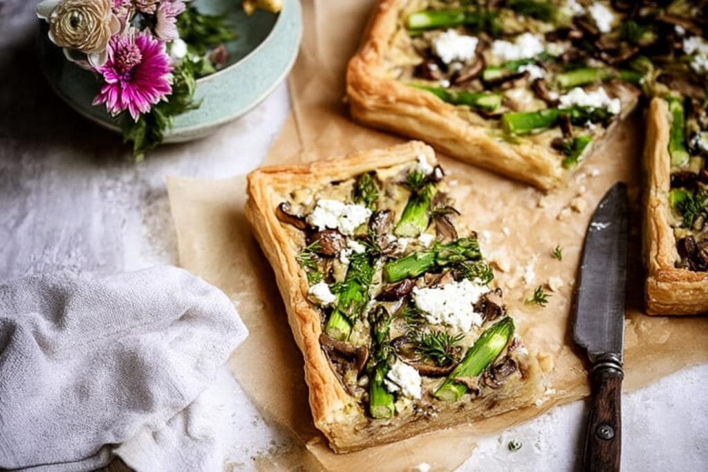 Asparagus Tart with Goat Cheese and Mushrooms