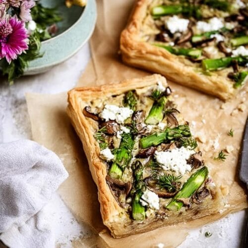Asparagus Tart with Goat Cheese and Mushrooms
