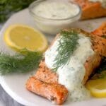 Baked Salmon with Lemon Dill Sauce