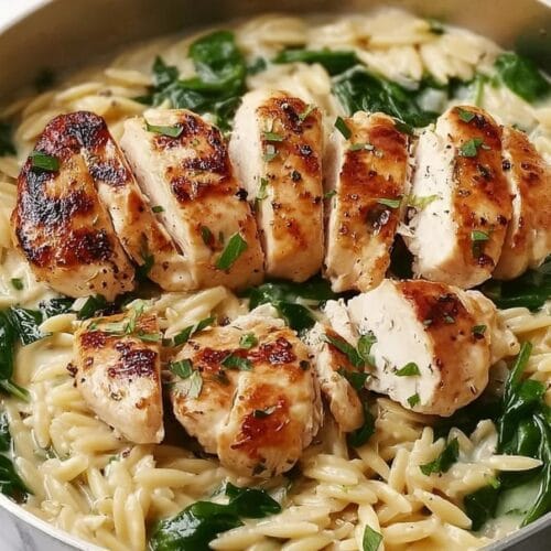 Boursin Orzo with Chicken spring dinner