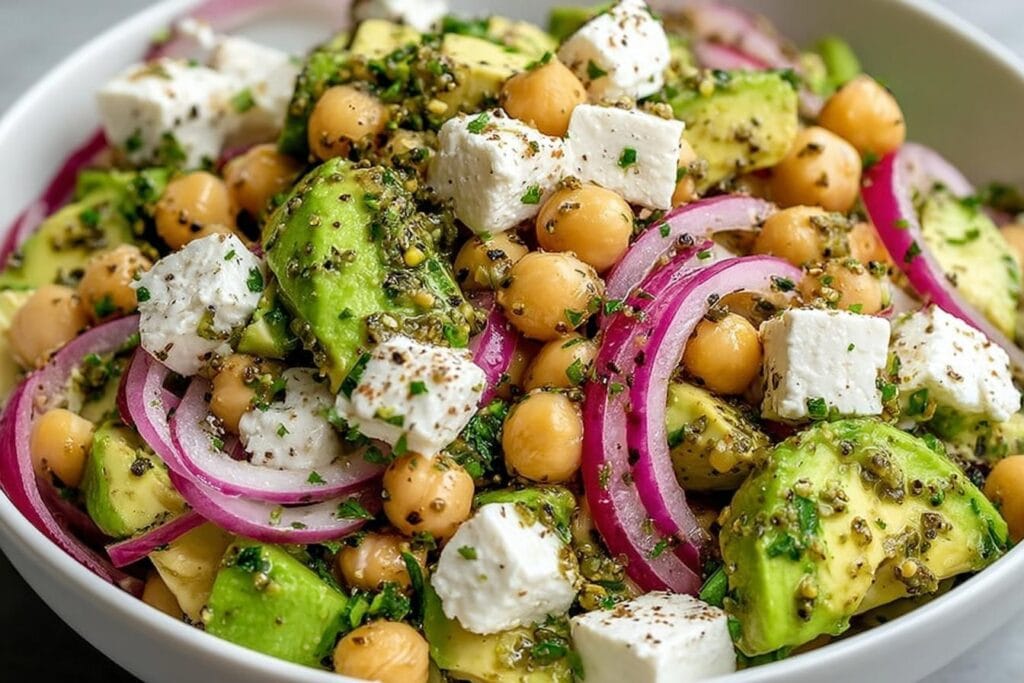 Chickpea Feta Avocado Salad
