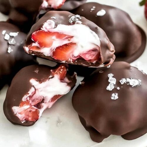 Chocolate Strawberry Frozen Yogurt Bites