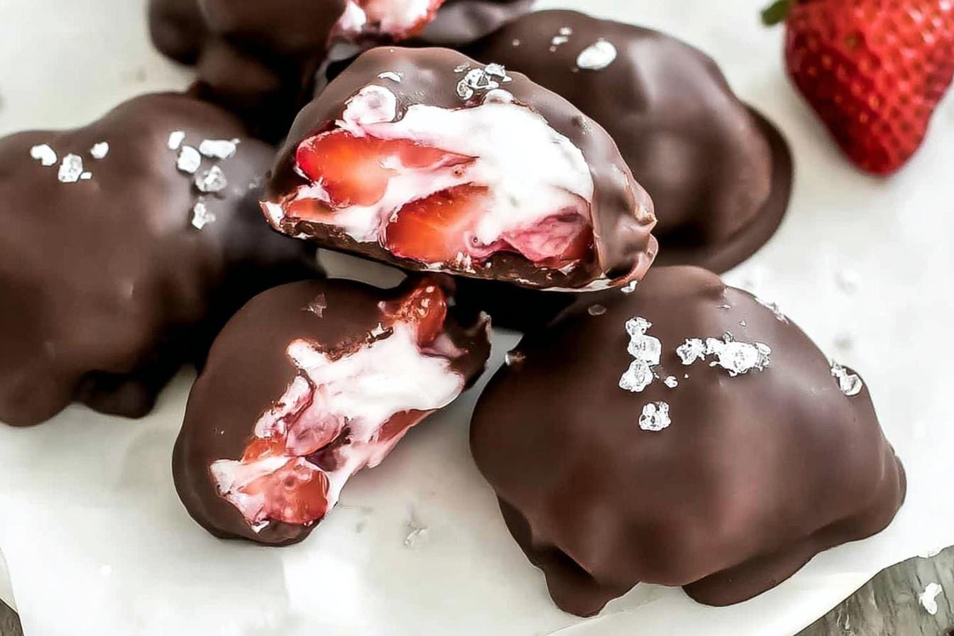 Chocolate Strawberry Frozen Yogurt Bites