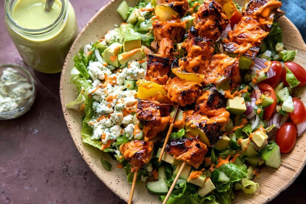 Chopped Buffalo Chicken Skewer Salad