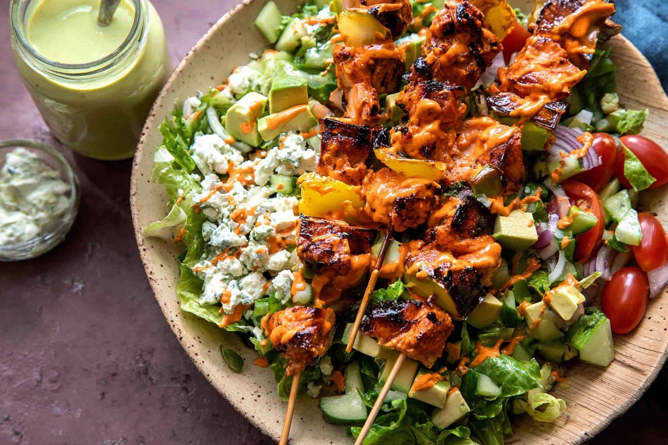 Chopped Buffalo Chicken Skewer Salad