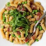 Creamy Pasta with Peas and Pancetta spring dinner