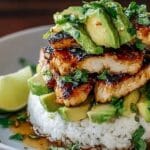 Delicious Honey Lime Chicken and Avocado Rice Stack Recipe