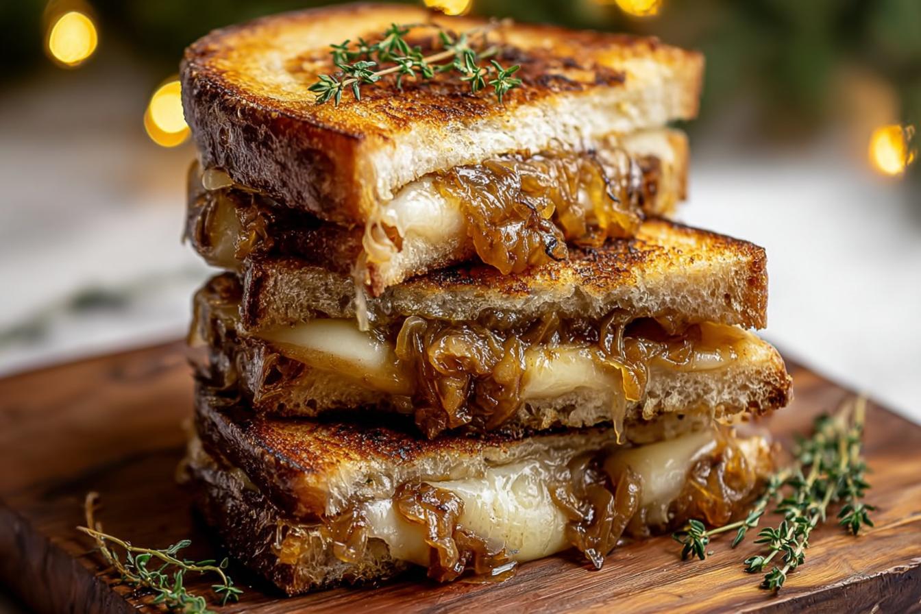 Pear and Apple Grilled Cheese With Caramelized Onions