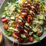 Spring Chopped Buffalo Chicken Skewer Salad.