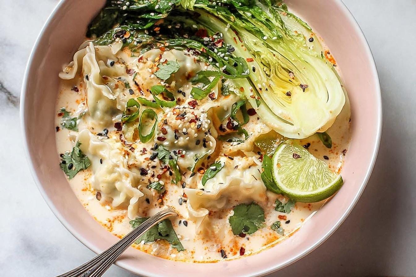 Spring Dinner Coconut Curry Dumpling Soup