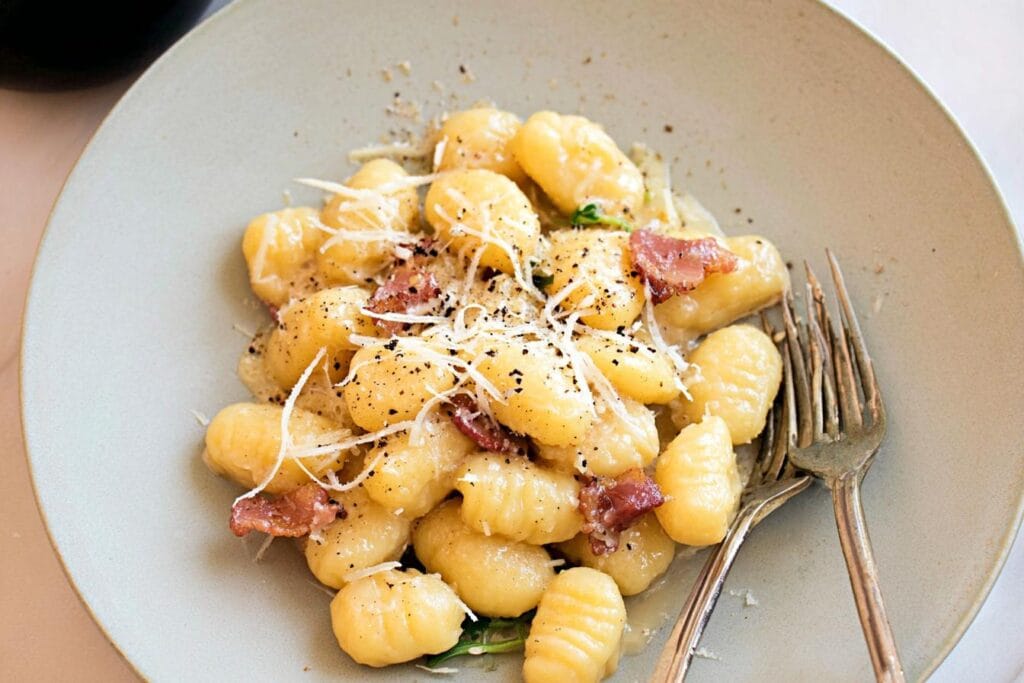 Spring Dinner Gnocchi Carbonara