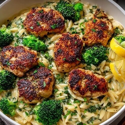 Spring Lemon Pepper Chicken Broccoli Orzo