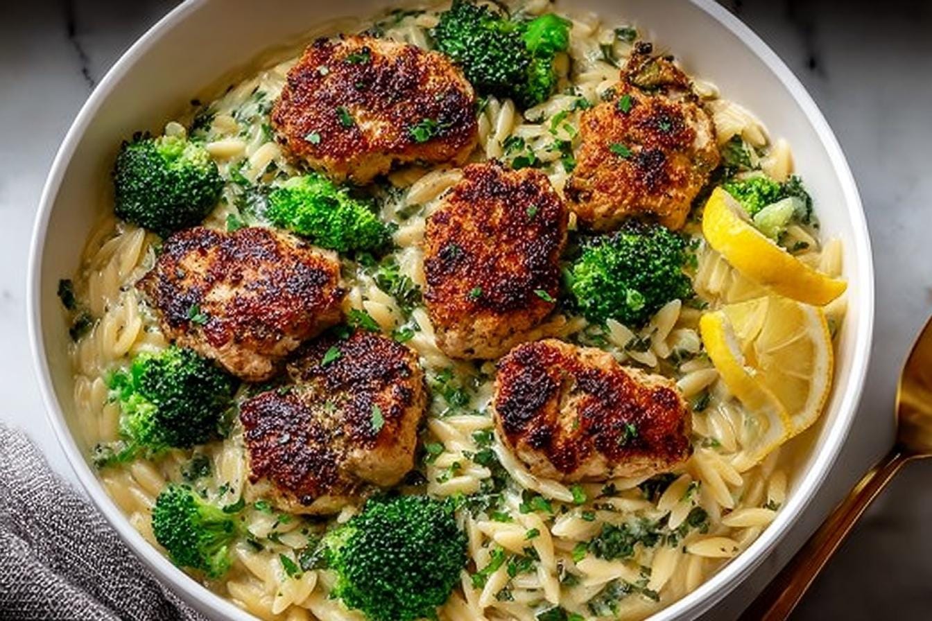 Spring Lemon Pepper Chicken Broccoli Orzo