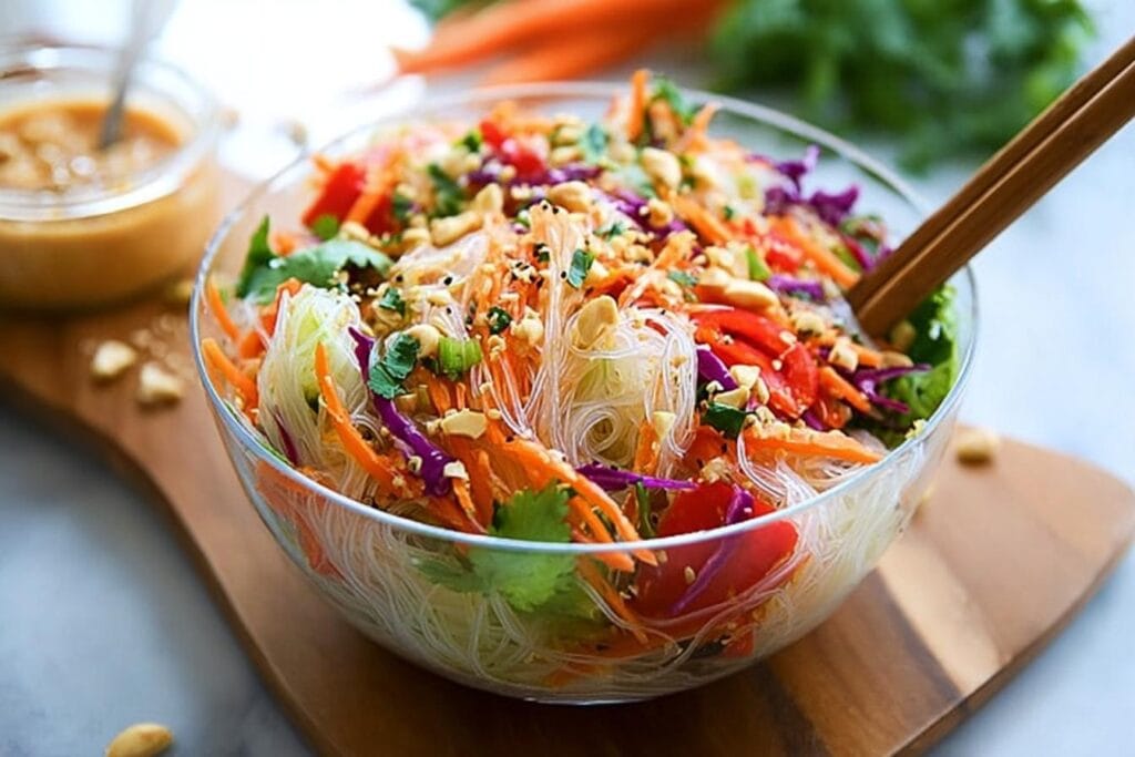 Spring Roll Salad with Spicy Ginger Dressing recipe