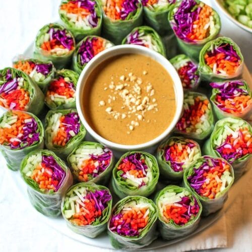 Vegetable Spring Rolls with Peanut Sauce
