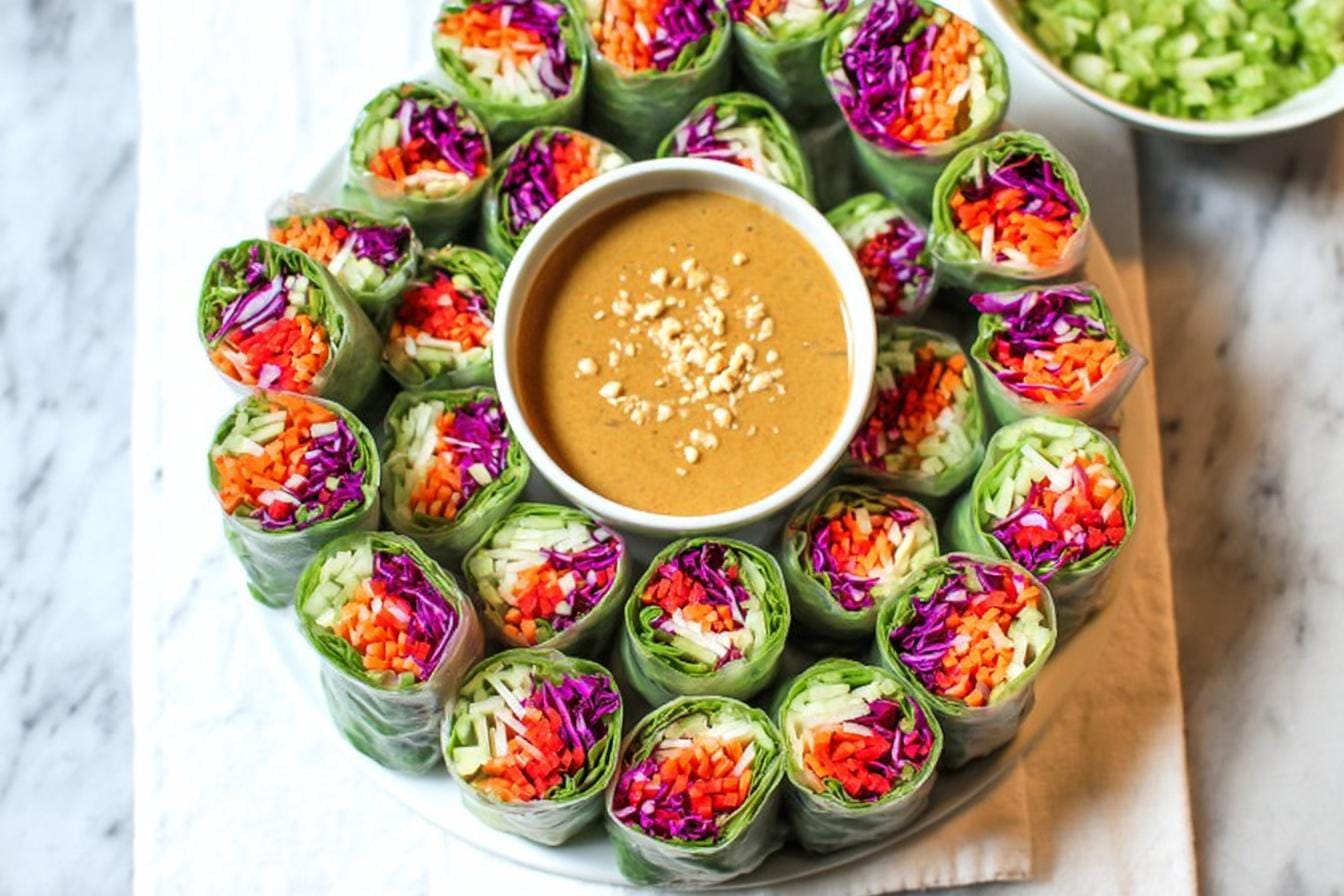 Vegetable Spring Rolls with Peanut Sauce