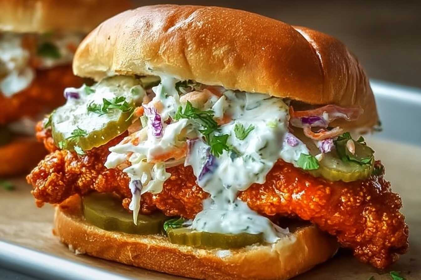 Crispy Buffalo Chicken Sandwich with Ranch Slaw (2)