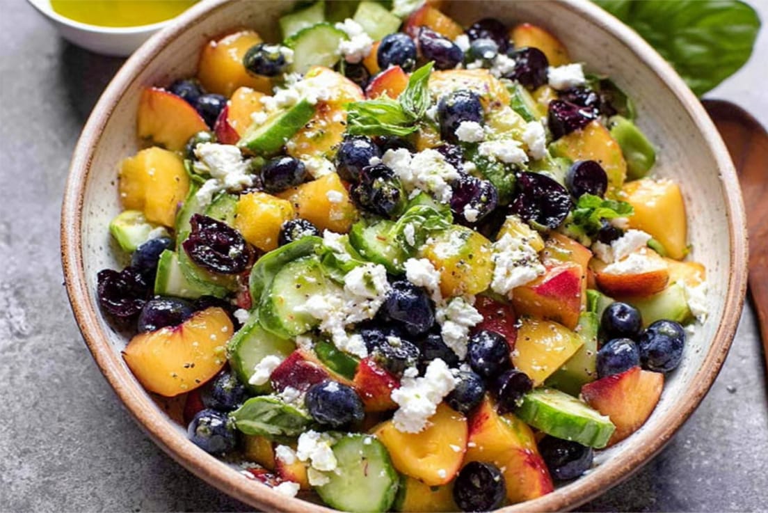 Blueberry Peach Feta Salad