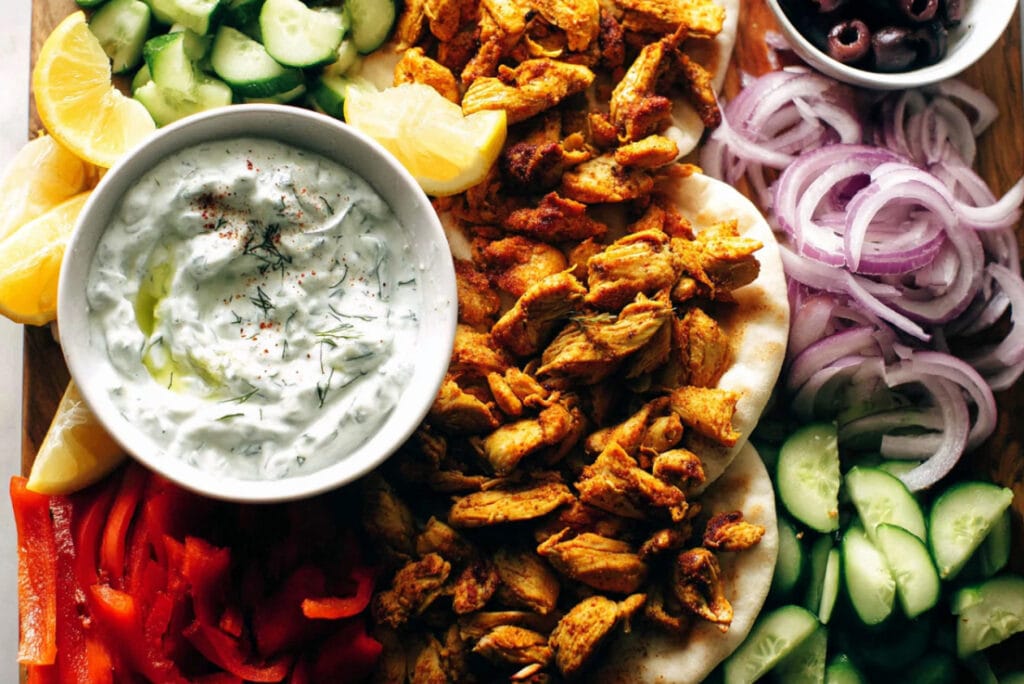 Sheet Pan Chicken Pitas with Tzatziki