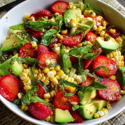 Summer Salad With Corn, Strawberries and Avocado
