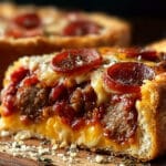 Deep Hamburger Beef Sausage and Pepperoni Pie