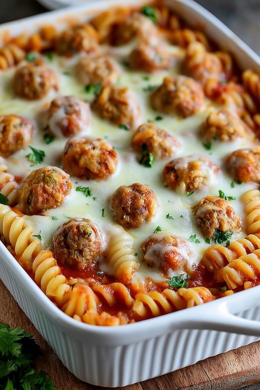 Dump and Bake Meatball Casserole