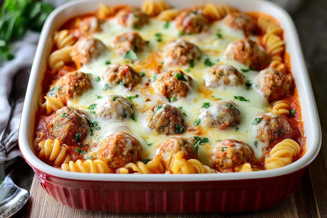 Dump and Bake Meatball Casserole