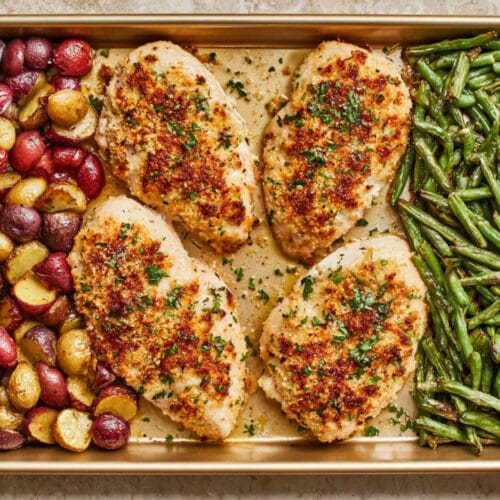 Parmesan Crusted Chicken Sheet Pan Dinner