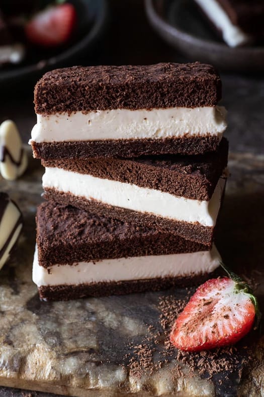 Tiramisu Brownie Ice Cream Sandwich Bars.
