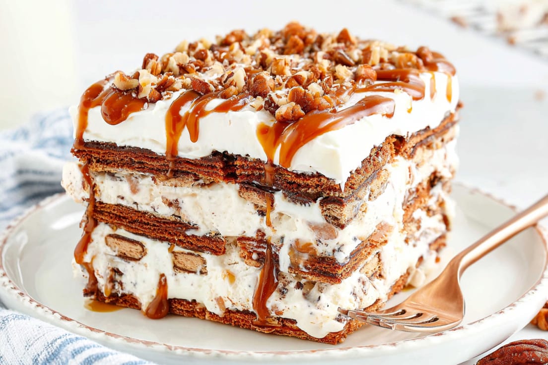 Turtle Ice Cream Sandwich Cake