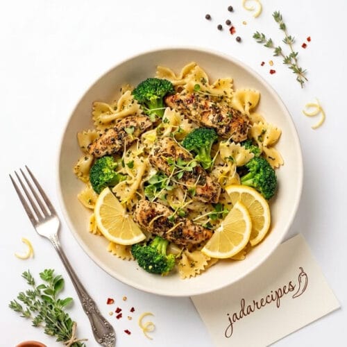 Cowboy Butter Lemon Bowtie Chicken with Broccoli