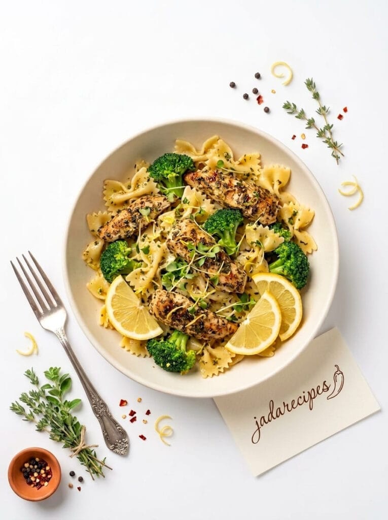 Cowboy Butter Lemon Bowtie Chicken with Broccoli