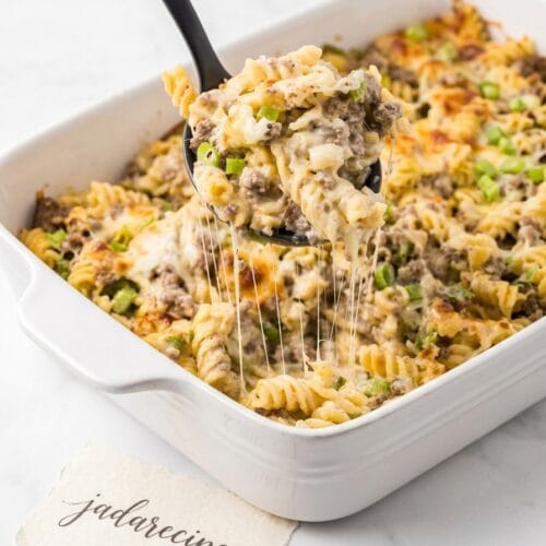 Philly Cheesesteak Pasta Casserole