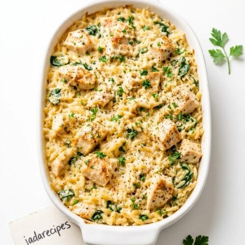 Garlic-Butter Orzo Chicken Casserole With Creamy Parmesan Sauce