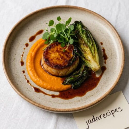 Seared Pork Medallion with Carrot Purée and Red Wine Jus