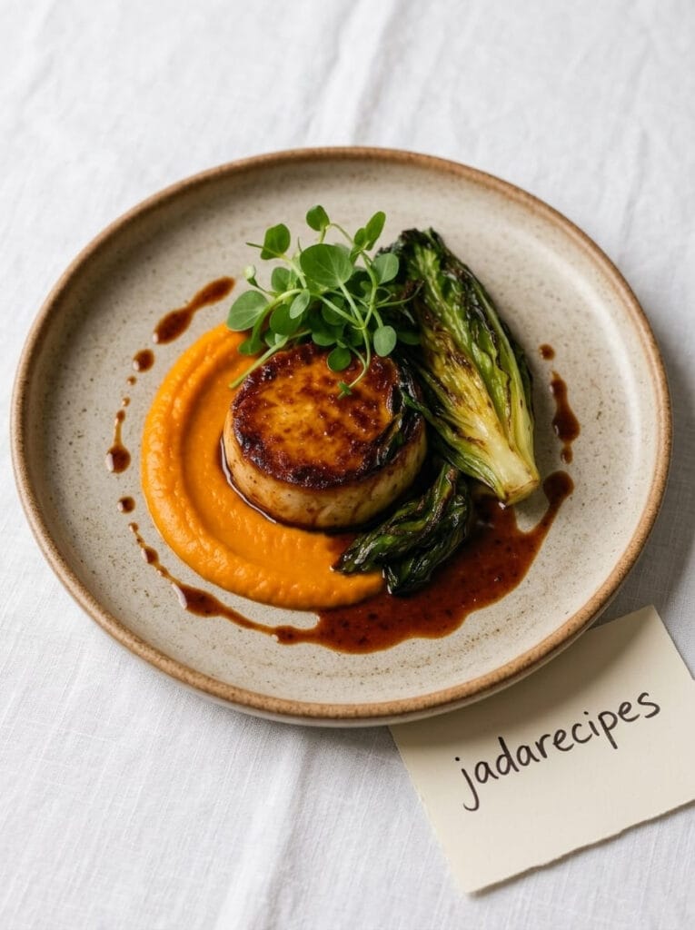 Seared Pork Medallion with Carrot Purée and Red Wine Jus