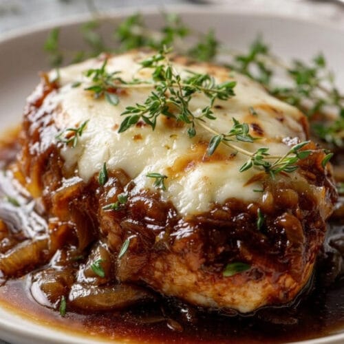 French Onion Chicken One Skillet with Real Caramelized Onion Gravy