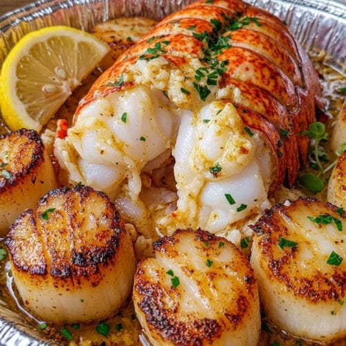 Garlic Butter Lobster Tail & Seared Scallops