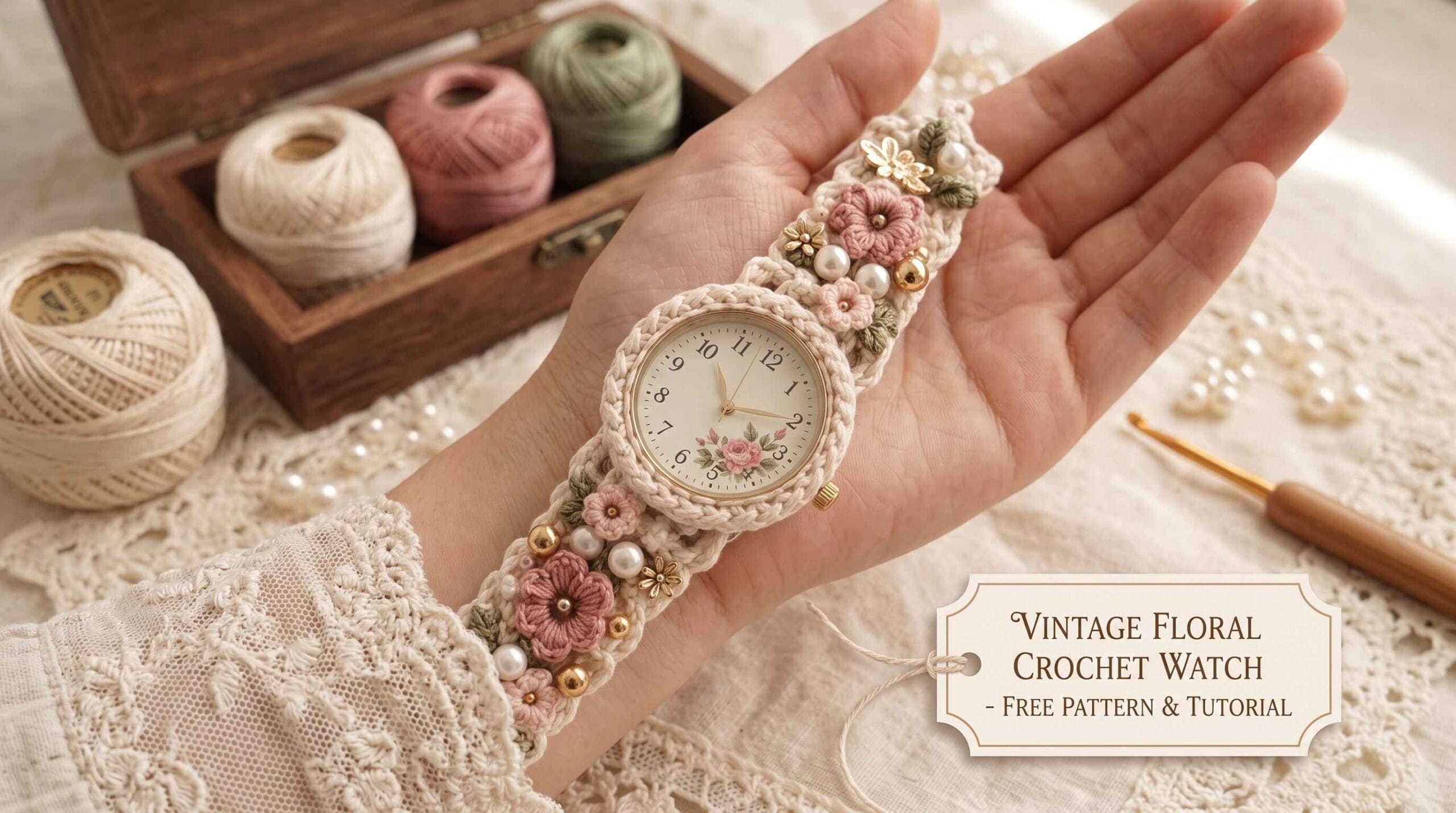 Vintage Floral Crochet Watch Strap