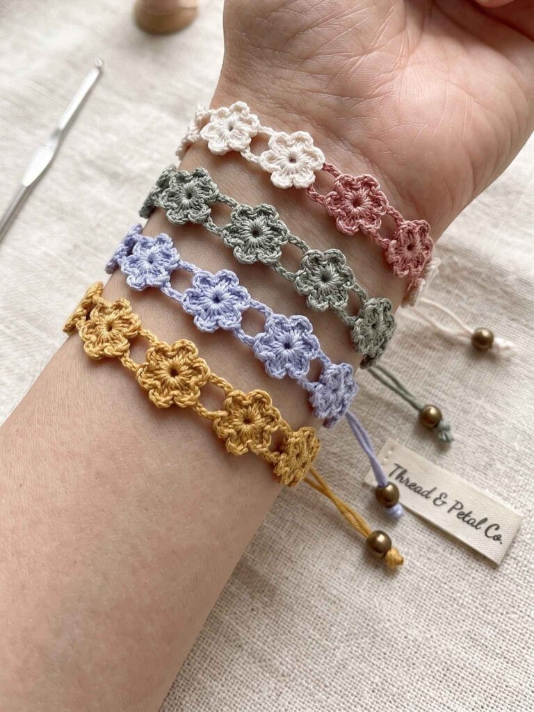 crochet flower bracelet pattern