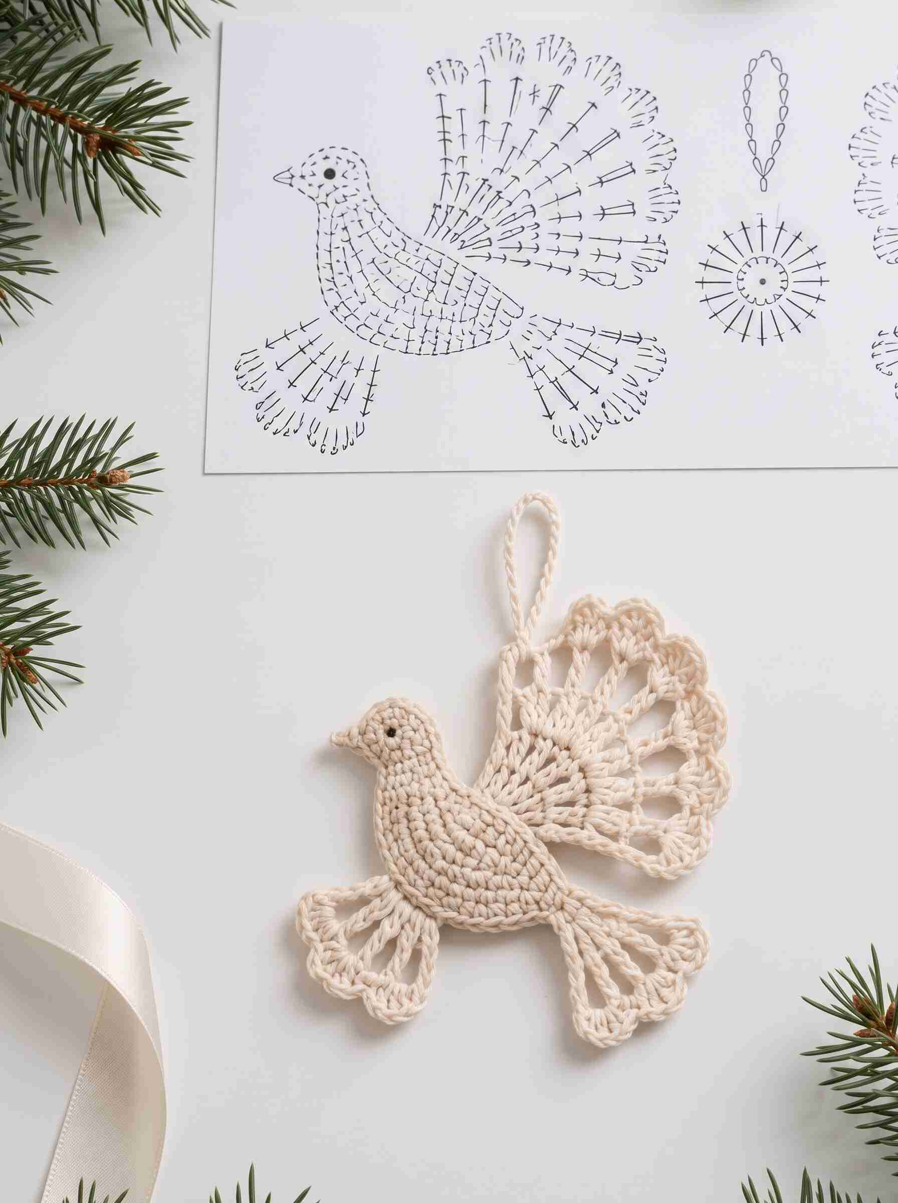 crochet dove Christmas ornament
