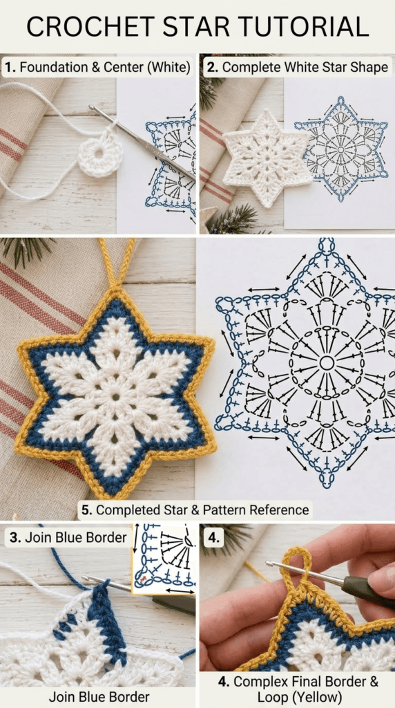 Free Crochet Star Ornament Pattern