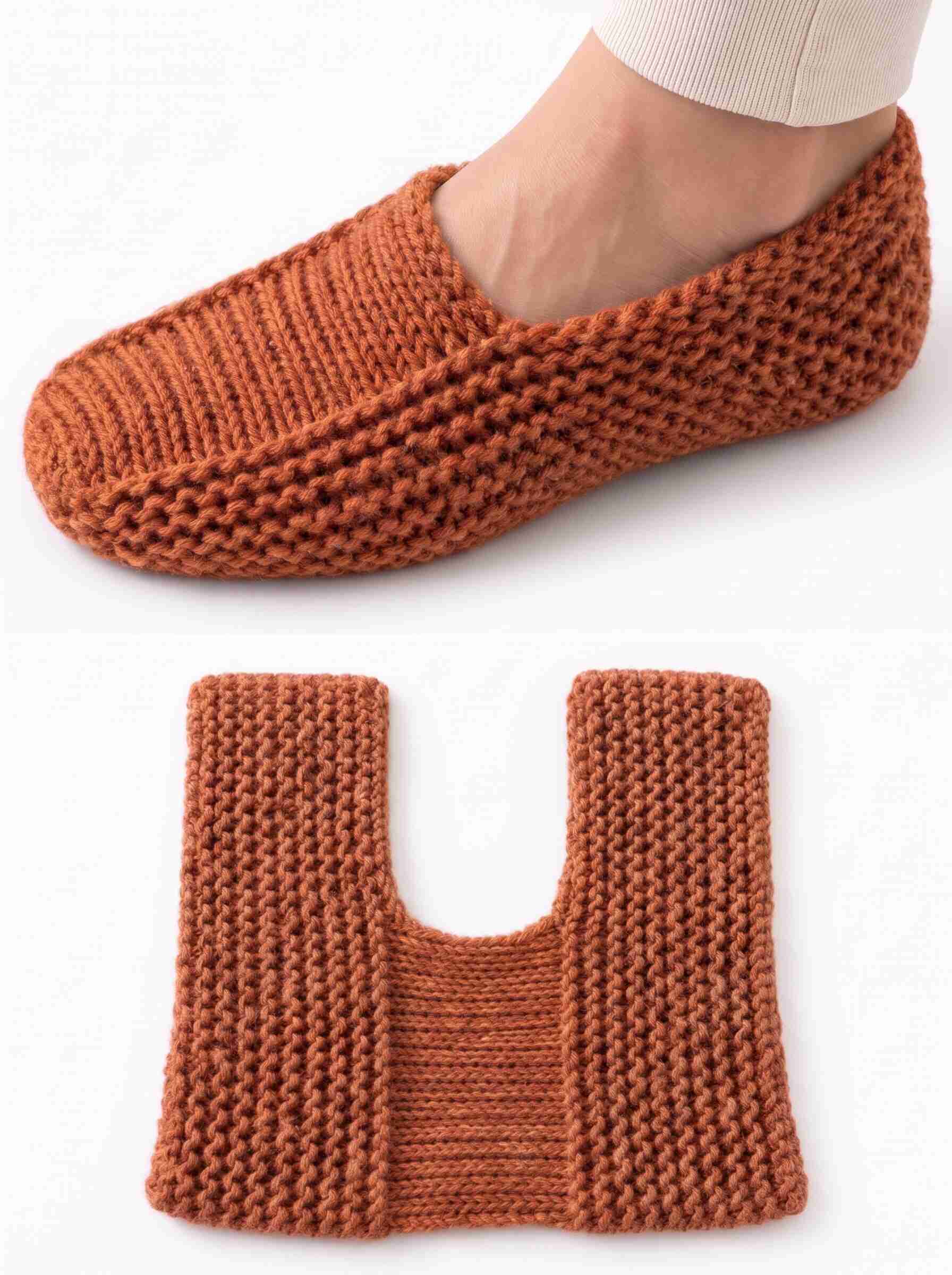 Easy flat-knit slippers